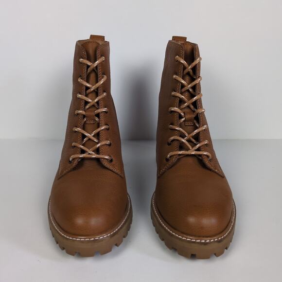 MADEWELL The Clair Lace-Up Boot Leather English Saddle Brown Lug Sole Women's 7 - Picture 6 of 9